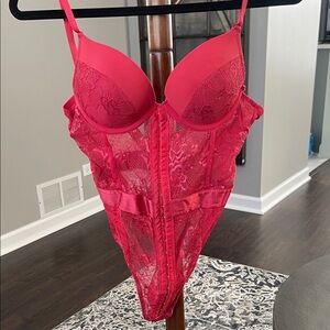 Elegant Red Lace Bodysuit